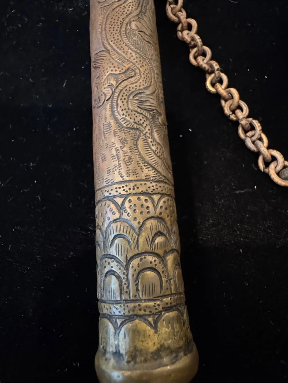 Antique Copper Scroll Holder or Prayer Tube of Asian or Middle Eastern origin